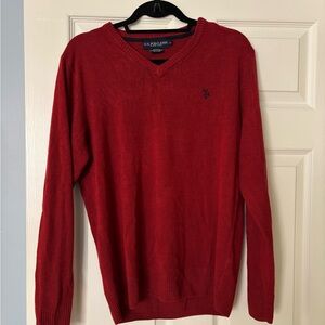 U.S. Polo Assn. Men's Red V-Neck Sweater